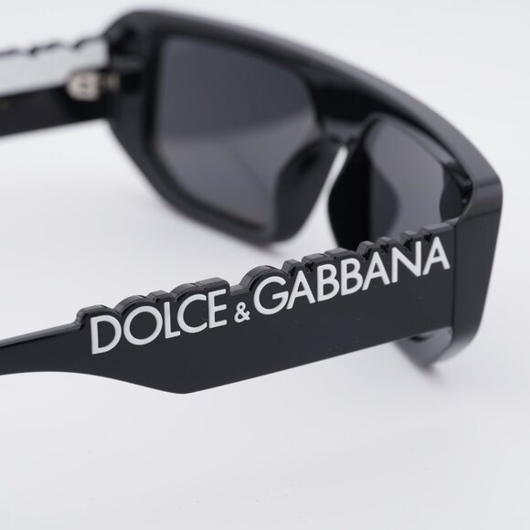 Dolce & Gabbana DG6203 501/87 Sunglasses Shiny Black Rectangle Frame,Grey Lenses main image 4